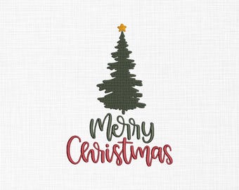Frohe Weihnachten Baum Stickerei Design Weihnachtsstickerei Weihnachtsbaum Stickdatei Maschinenstickerei 5 Größen Digital Download
