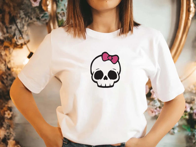 Cute Skull Face Embroidery Design Skeleton Embroidery Halloween ...