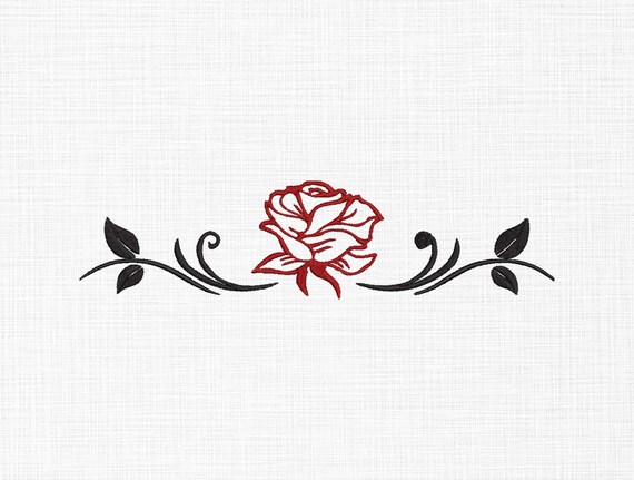 Rose Embroidery Design Swirl Rose Line Art Embroidery Design Flowers Embroidery Design Machine Embroidery 5 Sizes Digital Download