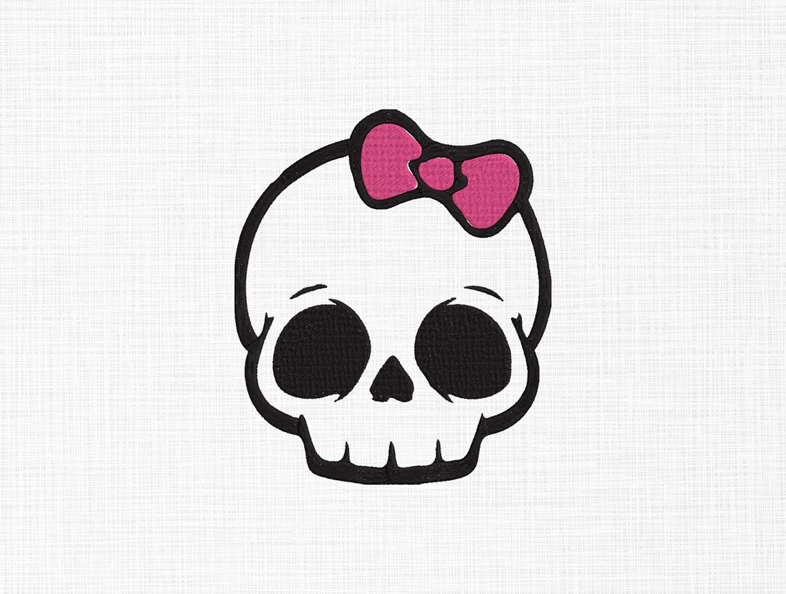 Cute Skull Face Embroidery Design Skeleton Embroidery Halloween ...