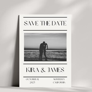 Black and White Save the Date | Minimalist Wedding Save the Date | Editable Canva Template | Instant Download