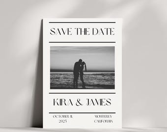 Minimalist Black and White Save the Date | Editable Canva Template (Instant Download)