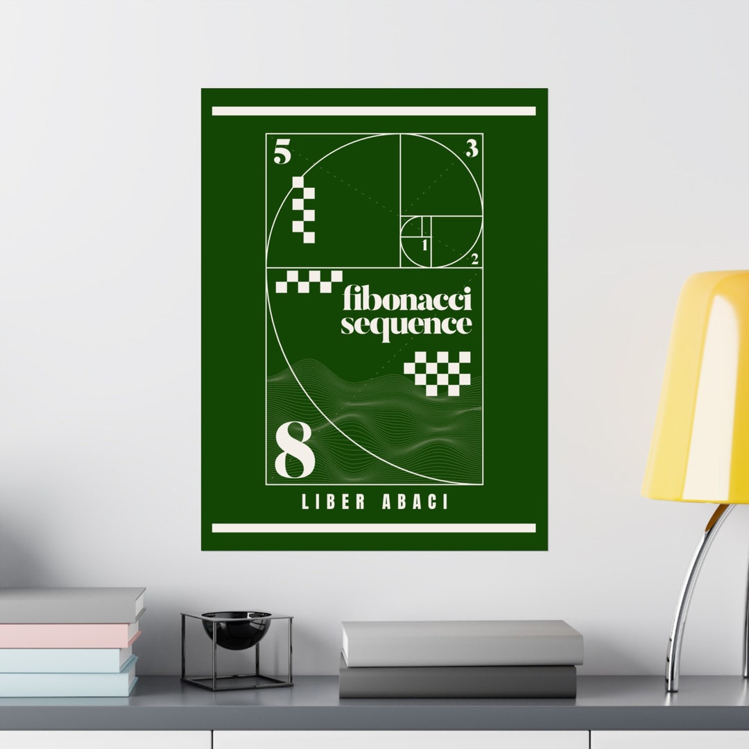 Fibonacci Sequence Poster Math Art Print, Golden Ratio Wall Decor ...