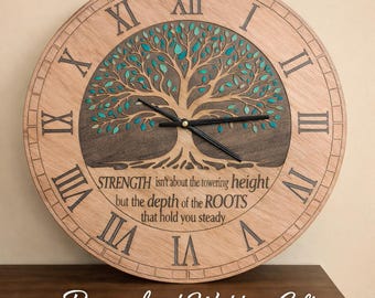 Personalised Wooden Wall Clock, Tree of Life Wedding Gift…