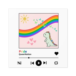 Pride Rainbow Dinosaur Stickers, Cute Queer Art, LGBTQ+ Decor, Fun Indoor Outdoor Stickers, Gift for Pride Month