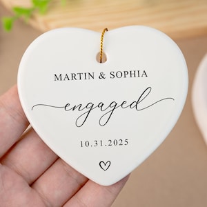 Engaged Ornament, Custom Engagement Ornament with Names & Date, Personalized Wedding Ornament  for Couple, Engagement Announcement