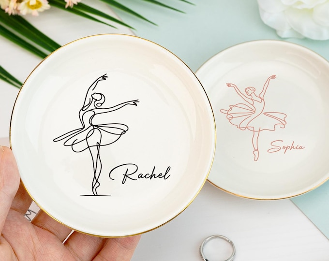 Personalized Ballet Ring Dish, Dance Jewelry Dish for Girl, Dance Teacher Gifts, Gift for Dancer, Custom Dance Team Gift, Christmas Gift