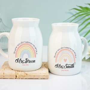 Personalized Teacher Vase, Teacher Appreciation Gift, Thank You Gift for Her, Rainbow Floral Vase, Gift for Teacher, Back to School Gifts