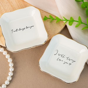 Personalized Handwriting Trinket Tray, Handwriting Ring Dish for Her, Engagement Wedding Gift For Bride, Jewelry Dish for Mom, Birthday Gift
