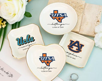 Graduation Gift for Her, Custom University Logo Trinket Ring Dish, Class of 2026 Gifts, College Name Graduation Ring Dish, Dorm Decor