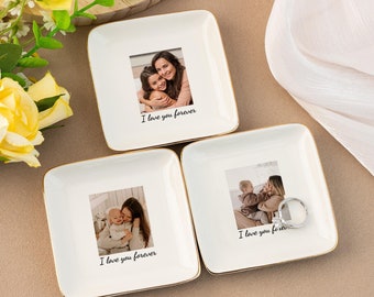 Custom Photo Trinket Tray, Personalized Picture Ring Dish, Jewelry Storage, Gifts For Mom Daughter Sister Besties, Mother&#39;s Day Gift for Her