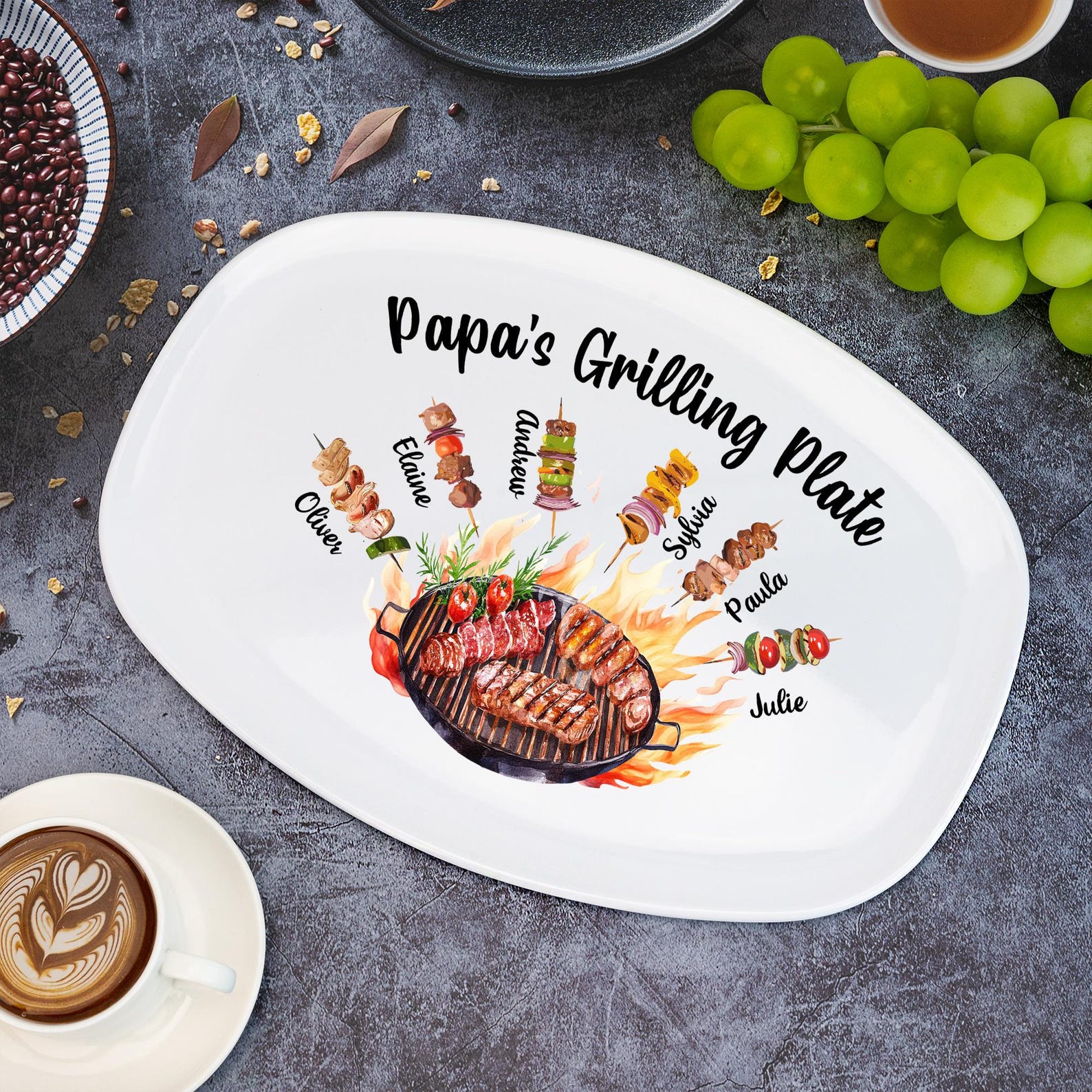 Personalized Daddy's Grilling Plate With Kids Names, Father’s Day Gifts ...