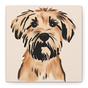 Wheaten Terrier 6&quot;x6&quot; Square Canvas Wrap | SCWT Sketch | Soft Coated Wheaten | Wall Art Decor | Dog Lover Gift | Home Decor Print