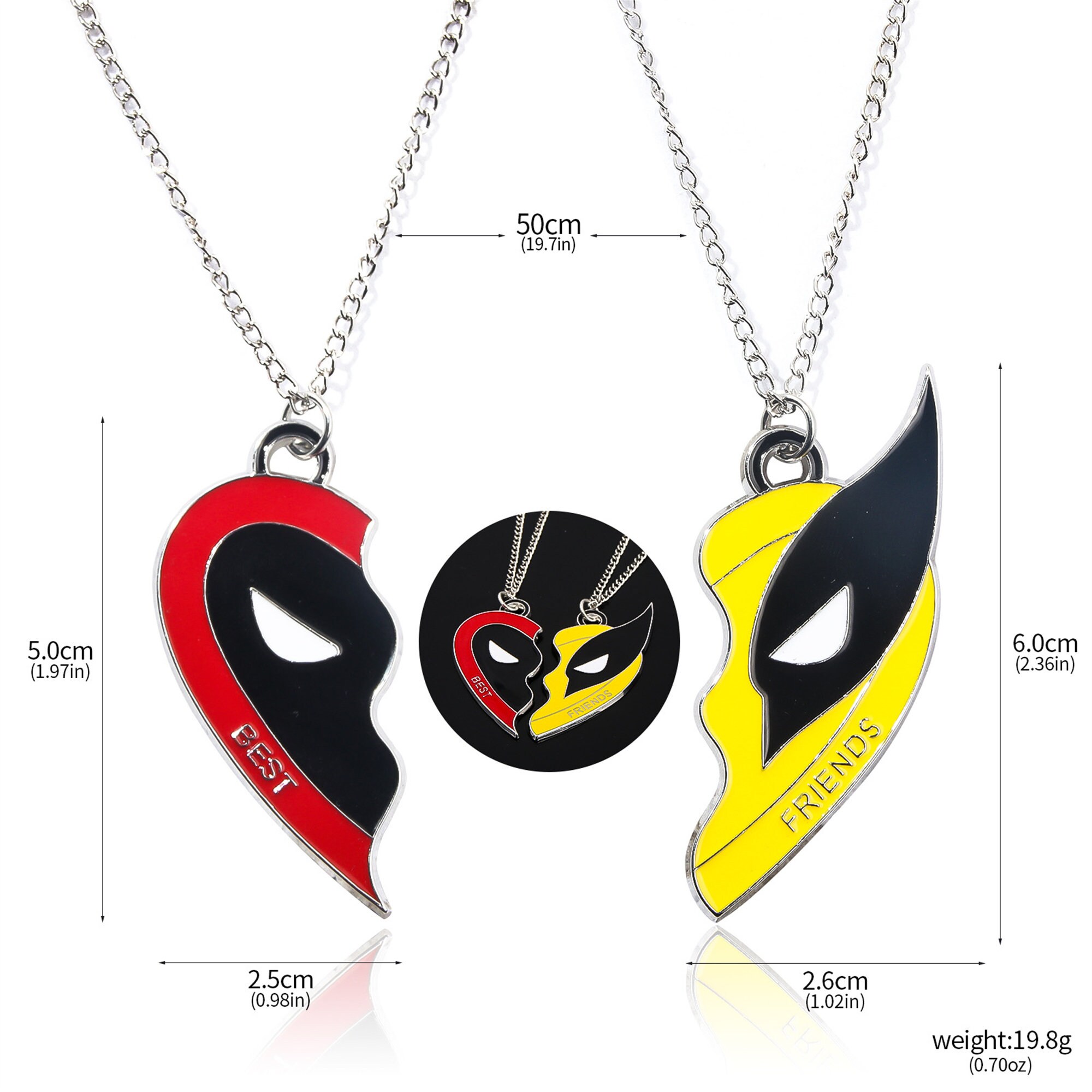Deadpool X Wolverine Matching Necklace, Personalized Best Friends Necklaces, Couple Matching