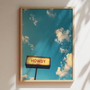 Vintage Style Howdy Sign, Western Cowgirl Print, Ranch Wall Decor, Southern Home Art, Eclectic Home Decor, Western Decor Trendy Wall Art