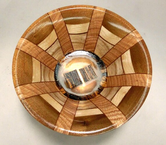 Hand Crafted Segmented Bowl-Wood and Epoxy Resin 17-25    **Free Shipping**