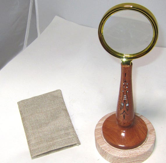 Standing Desk Magnifying Glass with Pinstriping – 35-25 Hand Crafted in Michigan