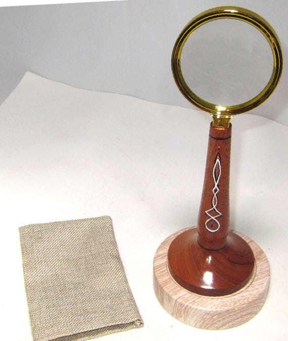 Standing Desk Magnifying Glass with Pinstriping – 30-25 Hand Crafted in Michigan