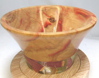Hand Crafted in Michigan Box Elder Wood Bowl: Epoxy Resin Inlay 19-25