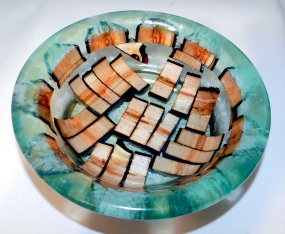 Shallow Bowl-Epoxy and Maple Branch Pieces- “Storm Fall” Free Shipping