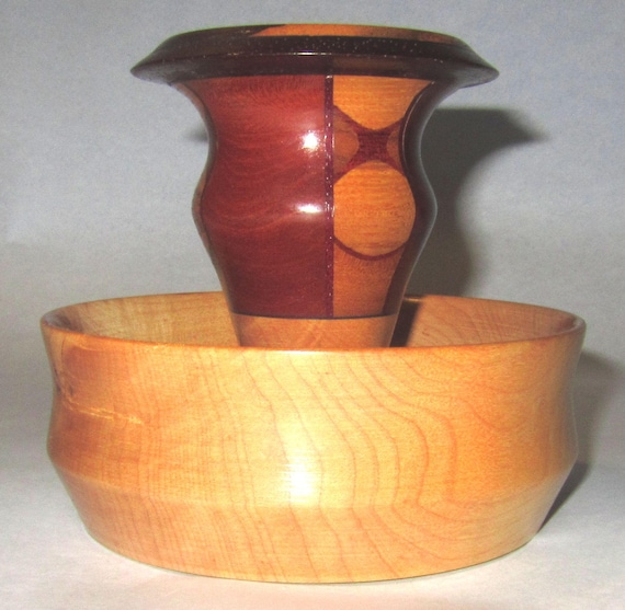 Solid and Segmented Wood Turned Bowl – “95-9” – Unusual Design for Creative Uses