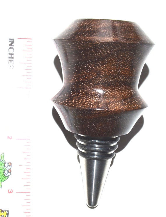 Wine Bottle Stopper with Cocobolo Top – Stainless Steel with Rubber Seal – FREE SHIPPING in USA