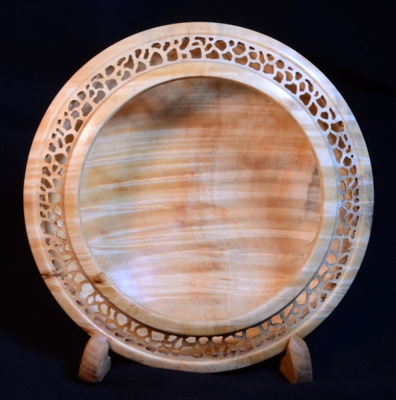 Fiddleback Maple Hollow Form with piercing  - “We Come In Peace” – 22-16 -floating rim design
