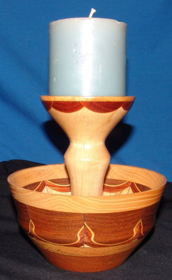 Unique Segmented Turning – Combination Candy Dish and 3” Candle Holder with Secret Pocket - FREE Shipping in USA!!