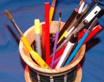 Steampunk Pencil Holder – 66-17 – Integrated Circuits and Wood - Hand Crafted in Michigan