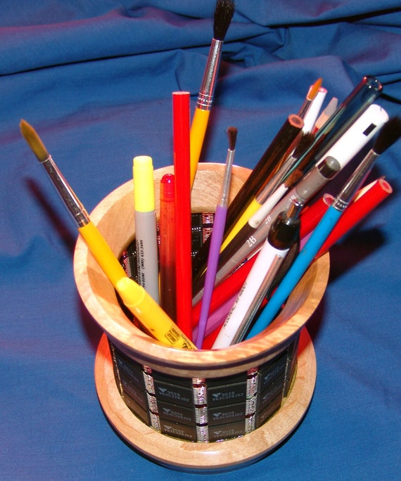 Steampunk Pencil Holder – 66-17 – Integrated Circuits and Wood - Hand Crafted in Michigan