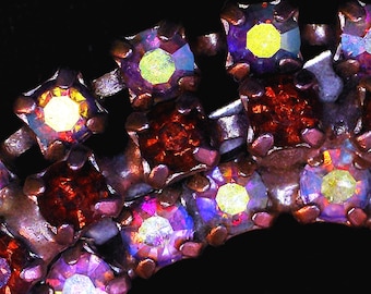 Vintage Rhinestone and Opalescent Stone Brooch – 69 Brilliant Stones
