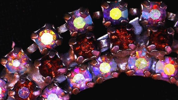 Vintage Rhinestone and Opalescent Stone Brooch – 69 Brilliant Stones
