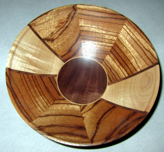 Turned Wood Segmented Bowl – “Eclipse 2017” – Segmented Design with Zebrawood, Maple and Black Walnut 41-17 - FREE Shipping in US!!