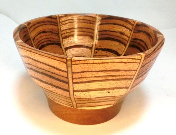 Zebrawood and Koa Bowl, Such Bliss, 33-25 -  Hand Crafted in Michigan
