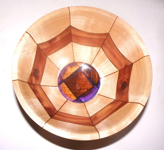 Hand Crafted Segmented Bowl-Wood and Epoxy Resin-"Aloha" 15-25    **Free Shipping**
