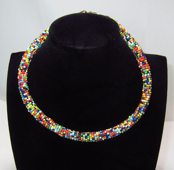 Vintage Micro Beaded Choker and Beaded Necklace