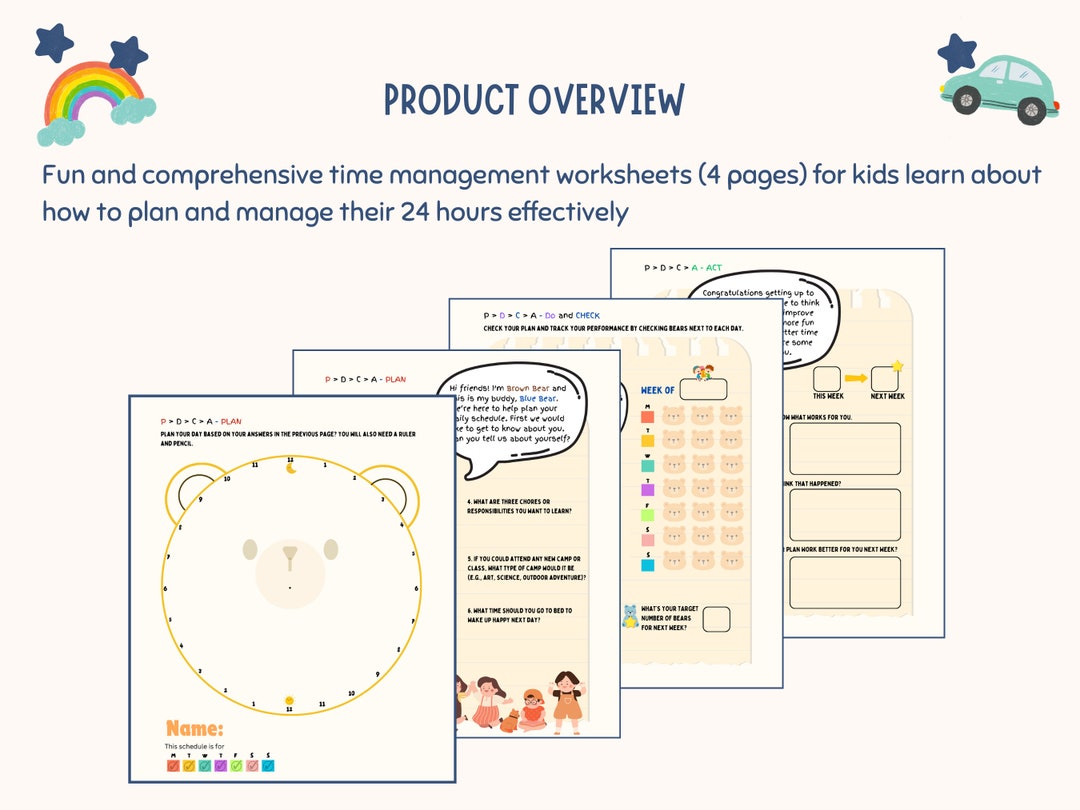 Printable Daily Planner for Kids, 24 Hour Planning Worksheet, Teach ...