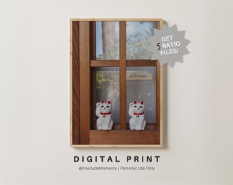 Gatos de la Suerte Arte para Imprimir, Fotografía Japón, Decoración Artística Habitación, Arte Decorativo, Descarga Digital, Póster de Viaje