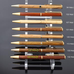 Handgedraaide draaibalpennen gemaakt van exotische en lokale houtsoorten - 2 - slank ontwerp