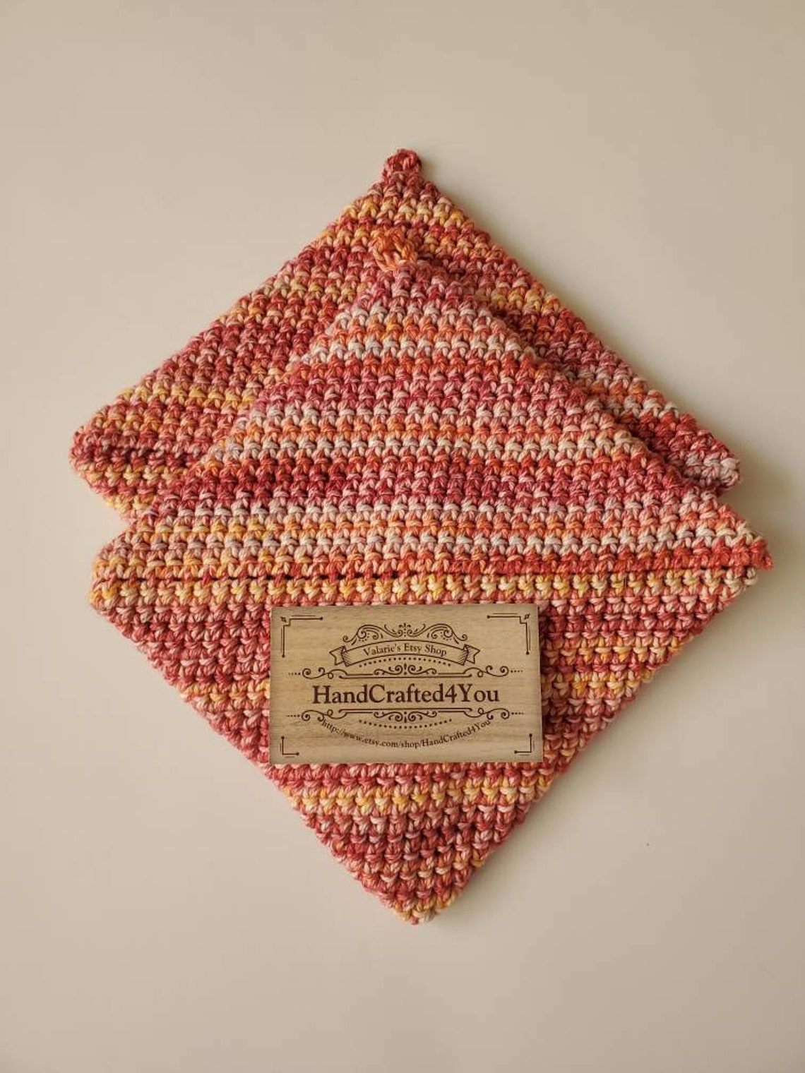 Crochet Double Layer Potholders Hot Pads Set of 2 Blend of Etsy