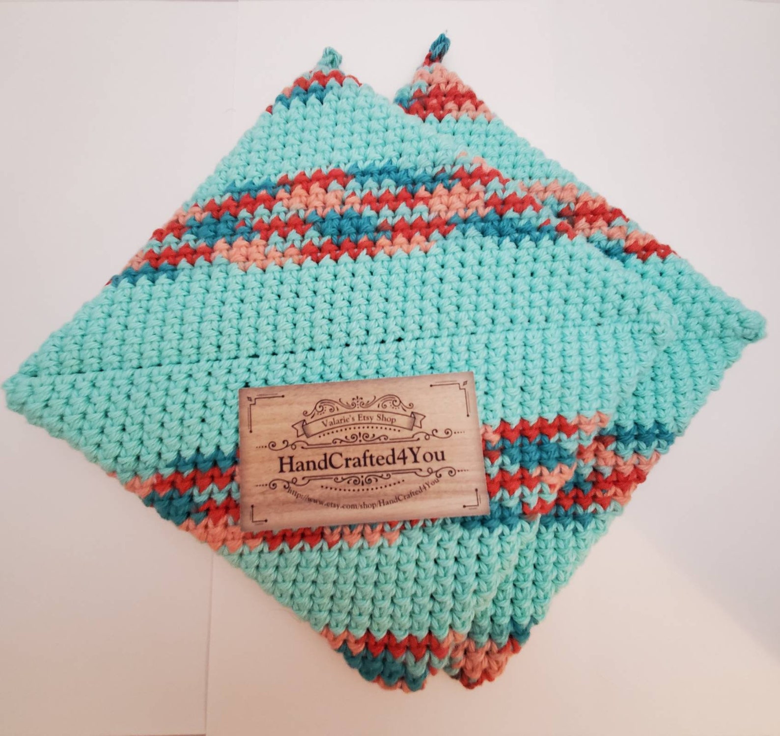 Crochet Double Layer Potholders Hot Pads Set of 2 Shoreline Etsy