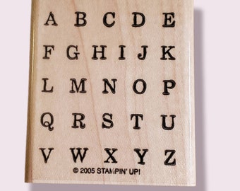 Rubber Stamp Typed Alphabet in All Capital Letters By Stampin Up 2005 from HandCrafted4You
