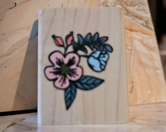 Flower Corner Wood Mounted Rubber Stamp by Stampabilites 2020 Retired Stamp From HandCrafted4You
