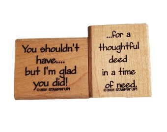 Rubber Stamps Set of Two - For a Thoughtful Deed by Stampin Up 2001 from HandCrafted4You