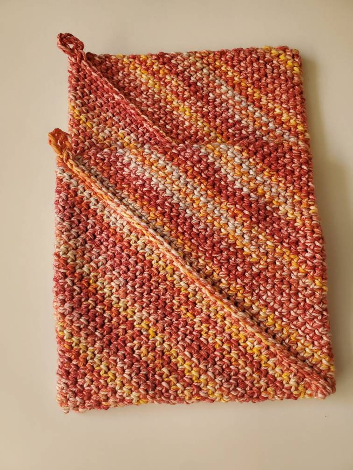 Crochet Double Layer Potholders Hot Pads Set of 2 Blend of Etsy