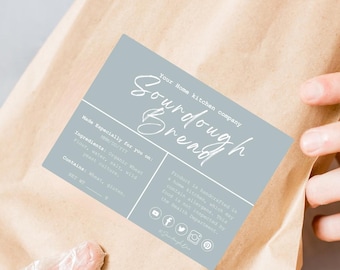 Sourdough Ingredient Card: Editable Minimalist Label (Digital Download)