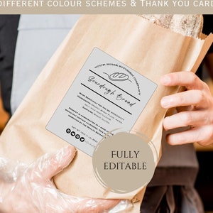 Plantilla de etiqueta personalizable para pan de masa madre / Etiquetas de agradecimiento para pequeñas empresas / Etiqueta de alergia alimentaria de Cottage Law / Tarjeta con etiqueta de mejor por ingrediente