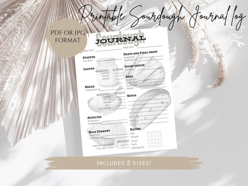 Baking Notes.pdf Printable Sourdough Baking Journal: Starter & Feeding Log (PDF/JPG) - Etsy