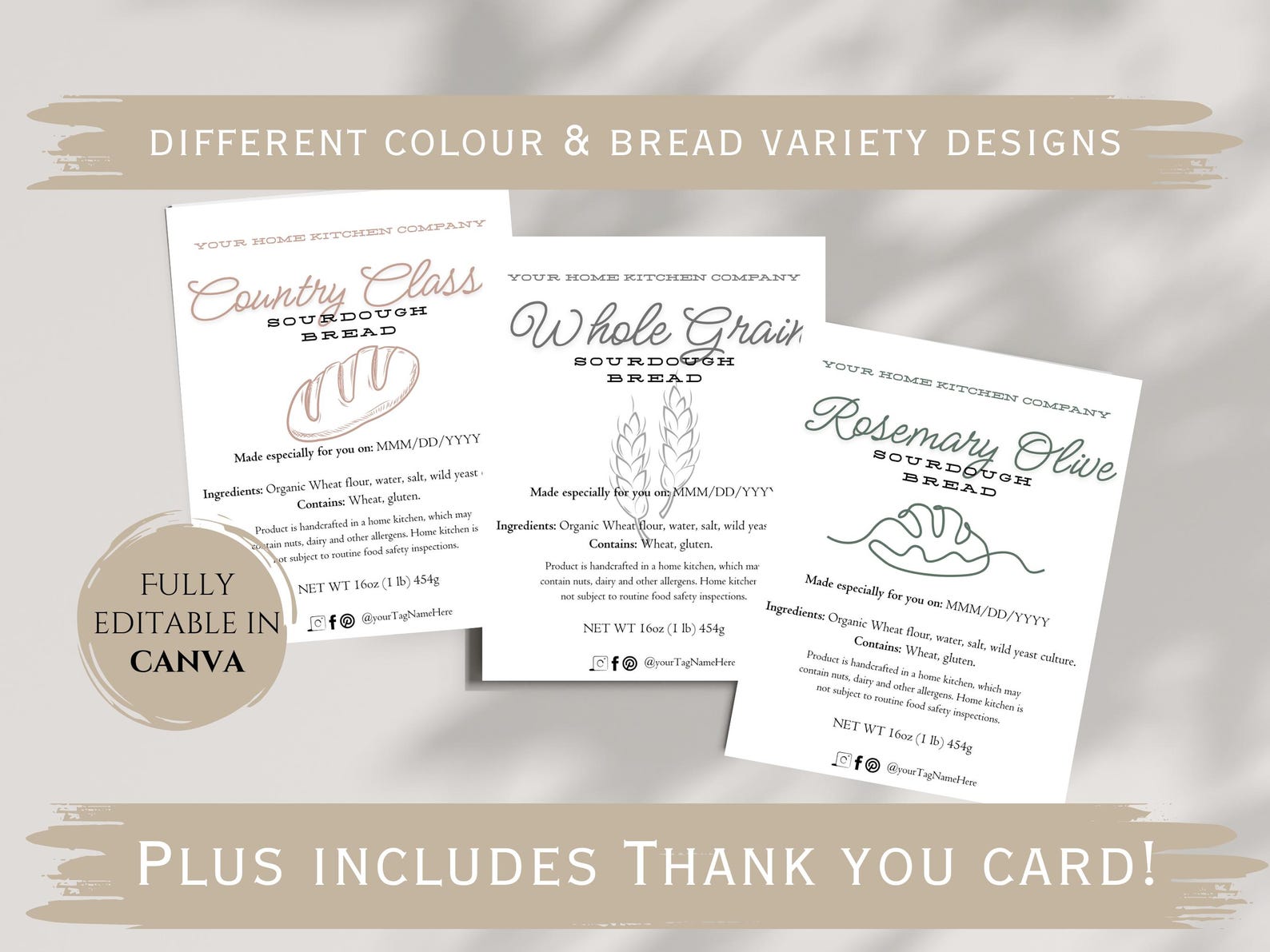 Editable Sourdough Ingredient Label Card: Bakery Business (digital ...