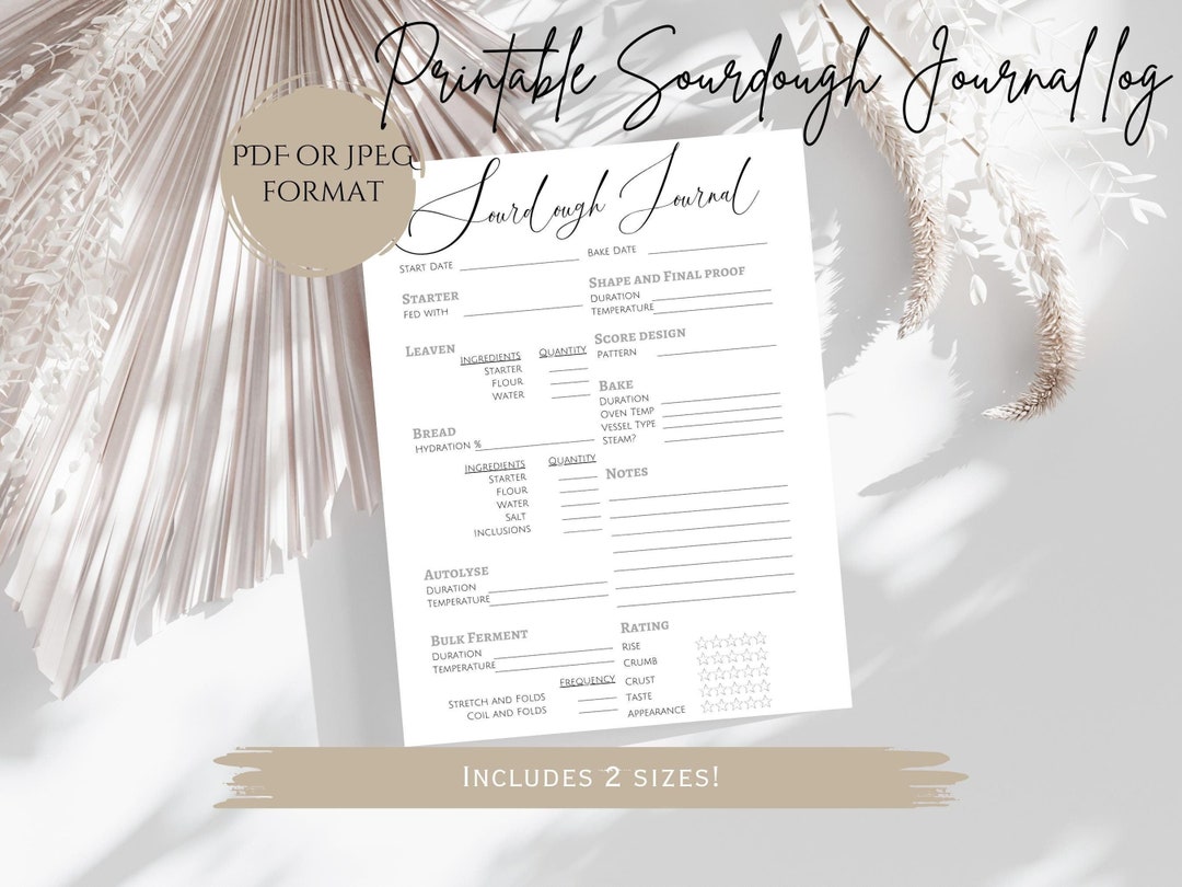 Baking Journal.pdf Printable Sourdough Baking Journal: Recipe & Starter Log (PDF/JPG) - Etsy